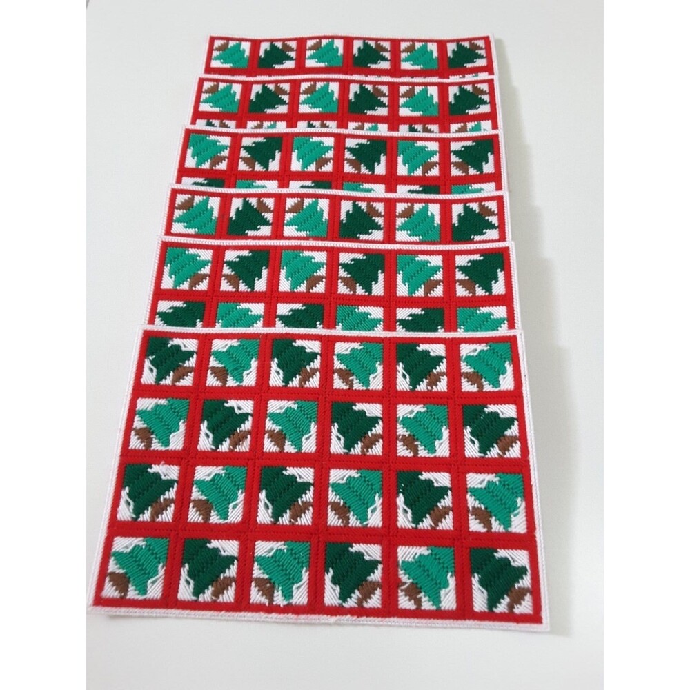 Vintage Christmas Trees Plastic Canvas Placemats - Set of 6